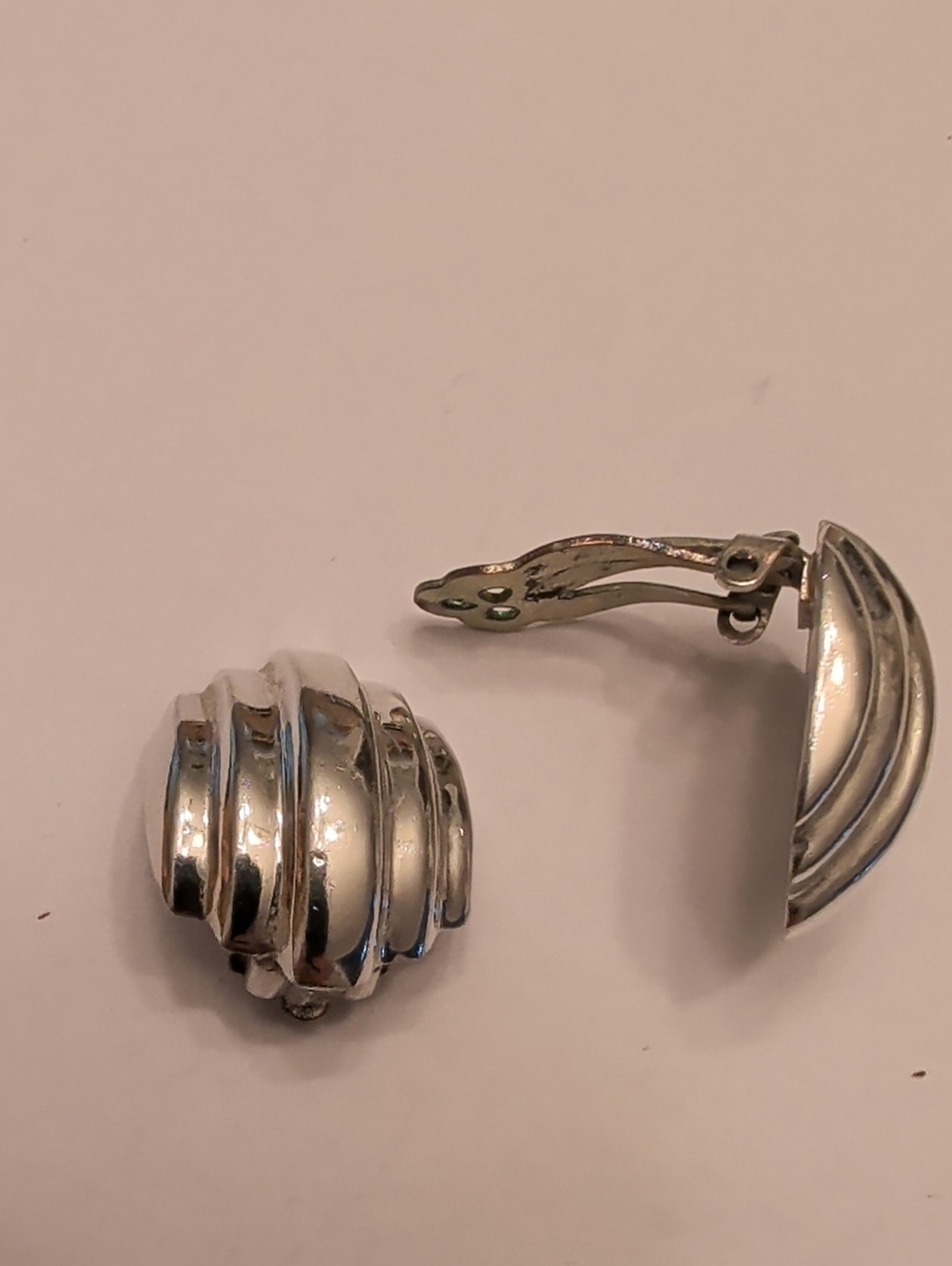 Sterling Silver Ribbed Clip-On Earrings